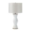 Gable Ridges Table Lamp - White with Beige Shade