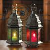 Ruby Glass Moroccan Candle Lantern - 10 inches