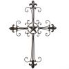 Wrought Iron Fleur de Lis Scrolled Wall Cross