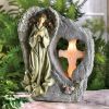 Angel with Cross Stone-Look Solar Garden Light