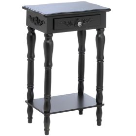 Black Side Table with Crystal Drawer Pull