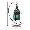 Blue Glass Hanging Candle Lantern