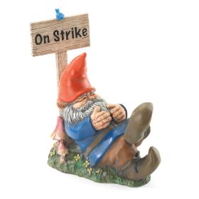 Sleeping Gnome On Strike Garden Decor or Figurine