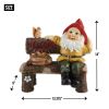 Garden Gnome and Squirrel on Welcome Bench