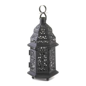 Black Iron Moroccan Candle Lantern - 10.5 inches