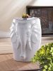 White Ceramic Elephant Decorative Side Table