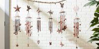 Bronze Wind Chimes with Stars and Bells - 34 inches