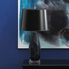 Dark Blue Gem Table Lamp with Black Paper Shade