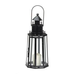 Metal Lighthouse Candle Lantern - Black