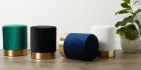 Vanity Stool with Gold Base - Navy Blue