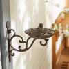 Wall-Mounted Cast Iron Scrolled Bracket with Bird Feeder