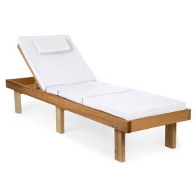 Reclining Cedar Chaise Lounger with White Cushion