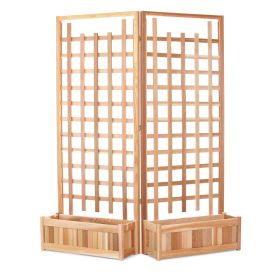 32w x 11d x 12h Twin Planter Boxes and Trellis Privacy Screen Set