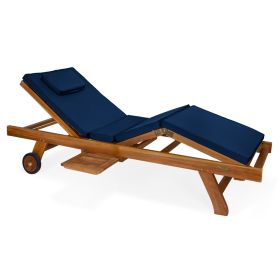 Multi-position Chaise Lounger with Blue Cushions