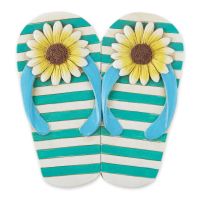 Cement Flip Flops Stepping Stone - Sunflower Stripe