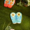 Cement Flip Flops Stepping Stone - Sunflower Stripe