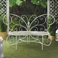 Accent Plus White Butterfly Garden Bench