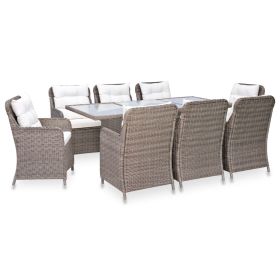 9 Piece Outdoor Dining Set Poly Rattan Brown