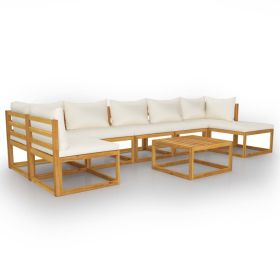 8 Piece Garden Lounge Set with Cushion Cream Solid Acacia Wood