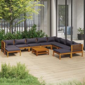 11 Piece Patio Lounge Set with Cushion Solid Acacia Wood