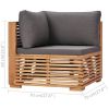 10 Piece Patio Lounge Set with Dark Gray Cushion Solid Teak Wood