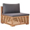 10 Piece Patio Lounge Set with Dark Gray Cushion Solid Teak Wood