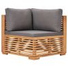 10 Piece Patio Lounge Set with Dark Gray Cushion Solid Teak Wood