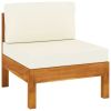 9 Piece Garden Lounge Set with Cream White Cushions Acacia Wood