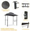 Outdoor Grill Gazebo 8 x 5 Ft; Shelter Tent; Double Tier Soft Top Canopy and Steel Frame with hook and Bar Counters; Grey