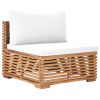 11 Piece Patio Lounge Set with Cream Cushion Solid Teak Wood