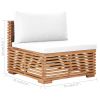 11 Piece Patio Lounge Set with Cream Cushion Solid Teak Wood