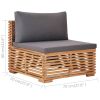 10 Piece Patio Lounge Set with Dark Gray Cushion Solid Teak Wood