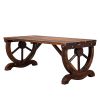 2-Person Rustic Garden Bench; Outdoor Wagon Wheel Porch Bench for Backyard Patio Garden; Brown