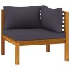 10 Piece Patio Lounge Set with Cushion Solid Acacia Wood