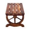 2-Person Rustic Garden Bench; Outdoor Wagon Wheel Porch Bench for Backyard Patio Garden; Brown