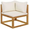 8 Piece Garden Lounge Set with Cushion Cream Solid Acacia Wood