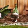 Leaf-Hat Gnome with Welcome Arrow Sign Solar Garden Light