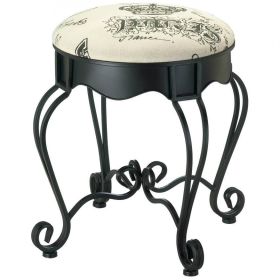 Paris Cushioned Stool with Black Frame