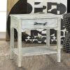 Distressed Wood End Table with Metal Twig Handle