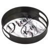 Dream Big Round Mirrored Metal Tray - 12 inches