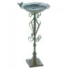 Antique-Look Green Speckled Iron Birdbath