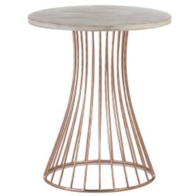 Rose Gold Accent Table with Whitewash Top