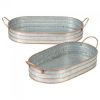 Galvanized Metal Oblong Tray Set