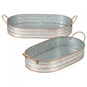 Galvanized Metal Oblong Tray Set