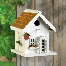 Cottage Bird House with Trellis Front Door