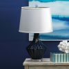 Blue and White Porcelain Table Lamp with Linen Shade