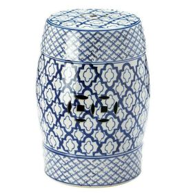 Blue and White Ceramic Stool