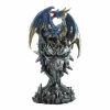 Metallic Blue Dragon on Eagle Base Light-Up Figurine