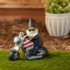 Biker Gnome Solar Garden Statue