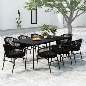 9 Piece Patio Dining Set Black (Color: Black)